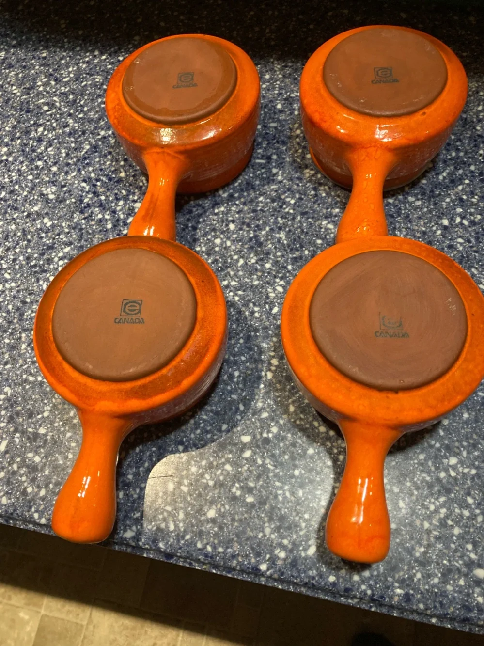 Set of Four Vintage Canadian Evangeline Terracotta Pottery Glaze Soup Bowls $37